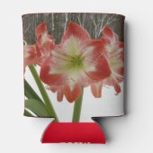 Amaryllis in Snow Red Holiday Winter Floral Blikjeskoeler (Achterkant)