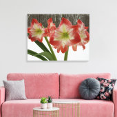 Amaryllis in Snow Red Holiday Winter Floral Canvas Afdruk (Insitu (Woonkamer))