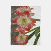 Amaryllis in Snow Red Holiday Winter Floral Fleece Deken (Voorkant)