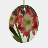 Amaryllis in Snow Red Holiday Winter Floral Keramisch Ornament (Rechts)