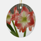Amaryllis in Snow Red Holiday Winter Floral Keramisch Ornament (Links)