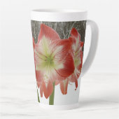 Amaryllis in Snow Red Holiday Winter Floral Latte Mok (Rechterhoek)