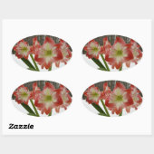 Amaryllis in Snow Red Holiday Winter Floral Ovale Sticker (Vel)