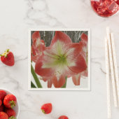 Amaryllis in Snow Red Holiday Winter Floral Servetten (Insitu)