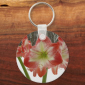 Amaryllis in Snow Red Holiday Winter Floral Sleutelhanger (Achterkant)