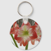 Amaryllis in Snow Red Holiday Winter Floral Sleutelhanger (Achterkant)