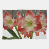 Amaryllis in Snow Red Holiday Winter Floral Theedoek (Horizontaal)