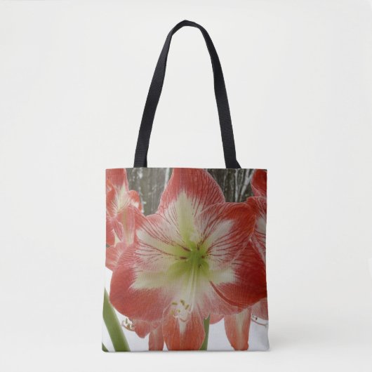 Amaryllis in Snow Red Holiday Winter Floral Tote Bag (Voorkant)