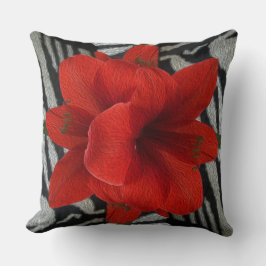 Amaryllis on Zebra Print Floral Graphic Pillow Kussen
