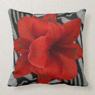 Amaryllis on Zebra Print Floral Graphic Pillow Kussen