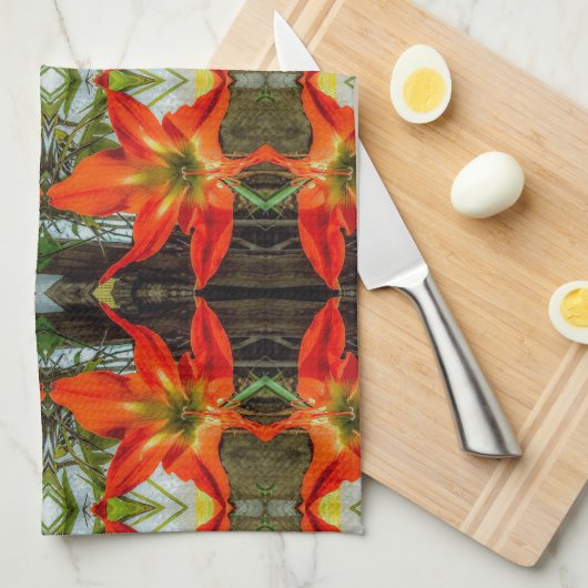 Amaryllis Patroon Keukenhanddoeken (Quarter Fold)