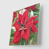 Amaryllis Poinsettia Hybrid AI Art Vierkante Klok (Hoek)