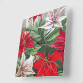 Amaryllis Poinsettia Hybrid AI Art Vierkante Klok (Hoek)