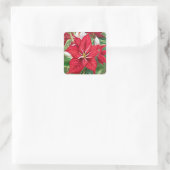 Amaryllis Poinsettia Hybrid AI Art Vierkante Sticker (Tas)