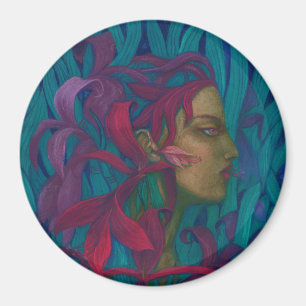 Amaryllis, pop-surrealisme van een mooie vrouw en  magneet