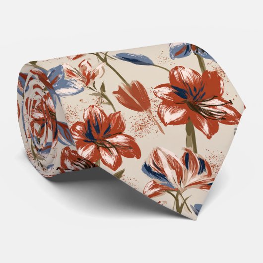 Amaryllis Print Oom Boho Bruiloft Stropdas (Opgerold)