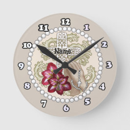 Amaryllis Rosary Clock Ronde Klok
