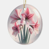 Amaryllis Roze Witte bloemen Keramisch Ornament (Links)