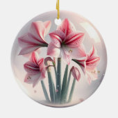 Amaryllis Roze Witte bloemen Keramisch Ornament (Achterkant)