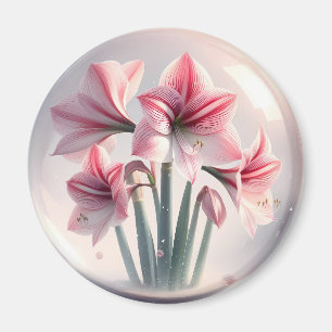 Amaryllis Roze Witte bloemen Magneet