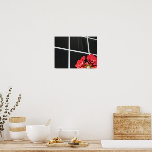 Amaryllis, ruit, kerstbloem, rood poster (Keuken)