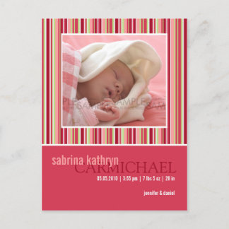 Amaryllis Stripes Pink · Aankondiging van de Baby