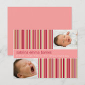 Amaryllis Stripes Pink · Aankondiging van de Baby (Voorkant / Achterkant)