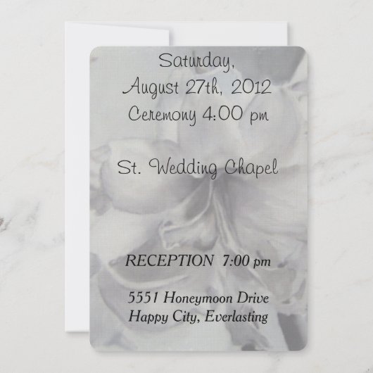 AMARYLLIS-STROOMSTROOM  WEDDINVITATIE KAART (Achterkant)