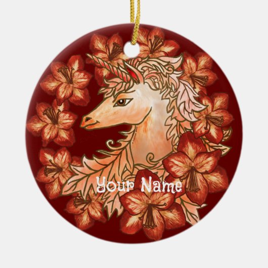 Amaryllis Unicorn Keramisch Ornament (Voorkant)