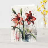 Amaryllis - Watercolor bloemen Kaart (Gele Bloem)
