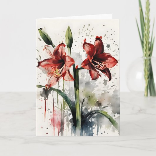 Amaryllis - Watercolor flowers Kaart (Voorkant)