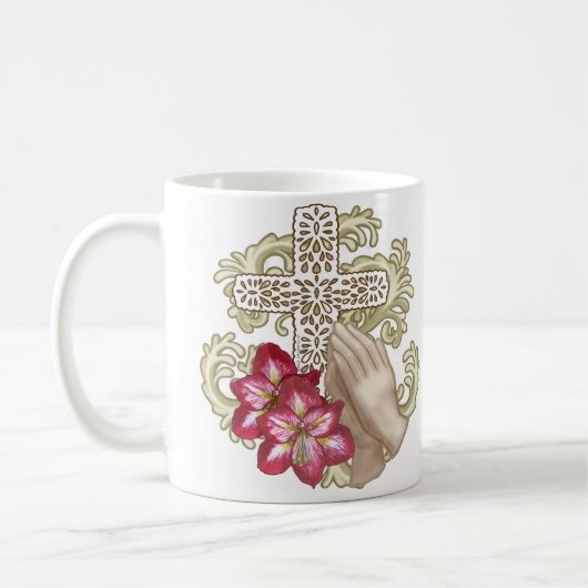 Amaryllis Wh Christian Cross Koffiemok (Links)