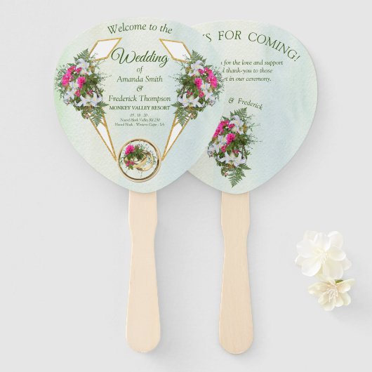 Amaryllis witte lelies, varens Boeketten Handwaaier (Voorkant en achterkant)