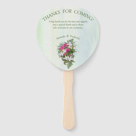 Amaryllis witte lelies, varens Boeketten Handwaaier (Achterkant)