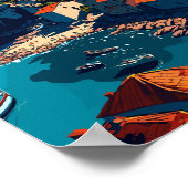 Amasra Turkije vintage reisillustratie Poster (Hoek)