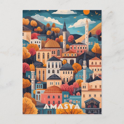 Amasya in de herfst reizen briefkaart (Voorkant)