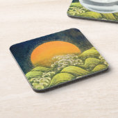 AMATERASU, SUN GODDESS, geel zwart Bier Onderzetter (Linkerzijde)