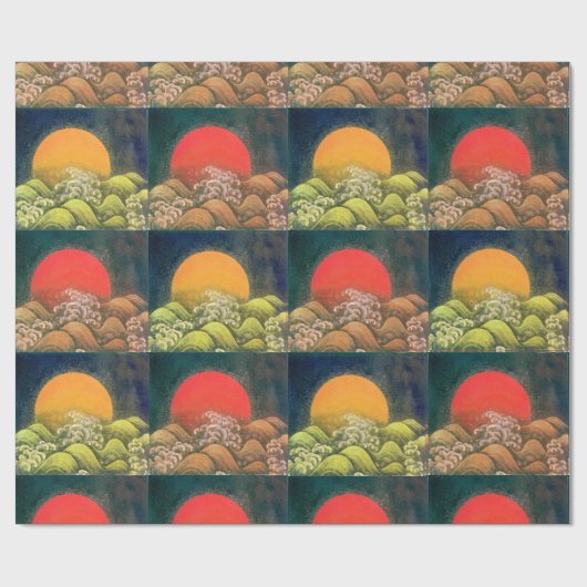 AMATERASU SUN GODDESS rood, groen, geel, zwart Cadeaupapier (Vlak)