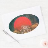 AMATERASU, SUN GODDESS, rood, zwart, bruin Ovale Sticker (Envelop)