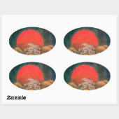 AMATERASU, SUN GODDESS, rood, zwart, bruin Ovale Sticker (Vel)