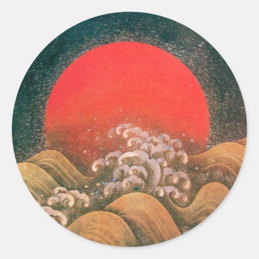 AMATERASU, SUN GODDESS, rood, zwart, bruin Ronde Sticker (Voorkant)