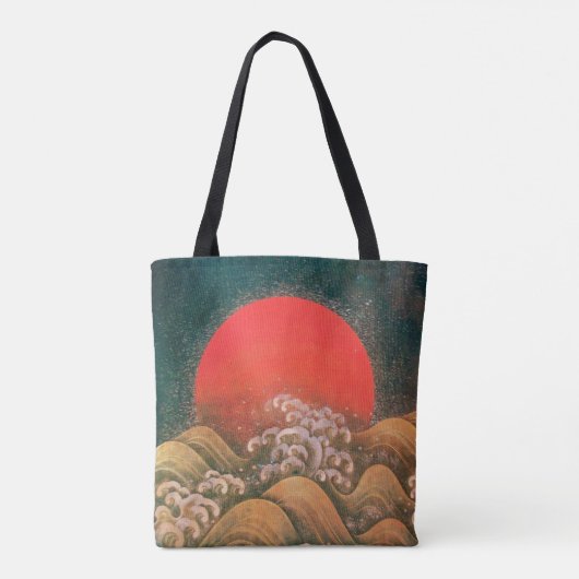 AMATERASU, SUN GODDESS, rood, zwart, bruin Tote Bag (Achterkant)