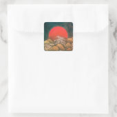 AMATERASU, SUN GODDESS, rood, zwart, bruin Vierkante Sticker (Tas)