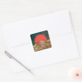 AMATERASU, SUN GODDESS, rood, zwart, bruin Vierkante Sticker (Envelop)