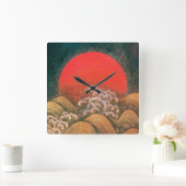 AMATERASU, SUN GODDESS-rood, zwart Vierkante Klok (Huis)