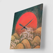 AMATERASU, SUN GODDESS-rood, zwart Vierkante Klok (Hoek)