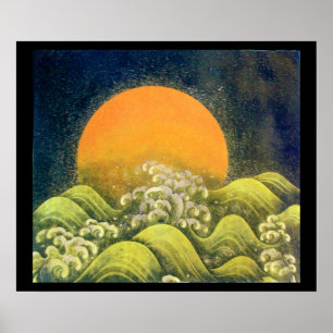 AMATERASU, ZONNEGODIN, geel groen zwart Poster
