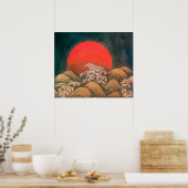 AMATERASU, ZONNEGODIN, rood zwart bruin Poster (Keuken)