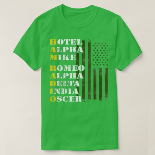 Amateur Ham Radio Operator Phonetic Alphabet T-shirt (Design voorkant)
