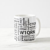 Amateur Ham Radio Wordcloud Mok met Callsign (Voorkant rechts)